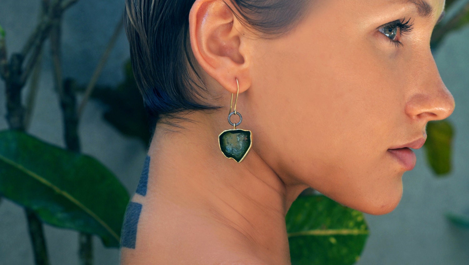 Watermelon tourmaline slice deals earrings