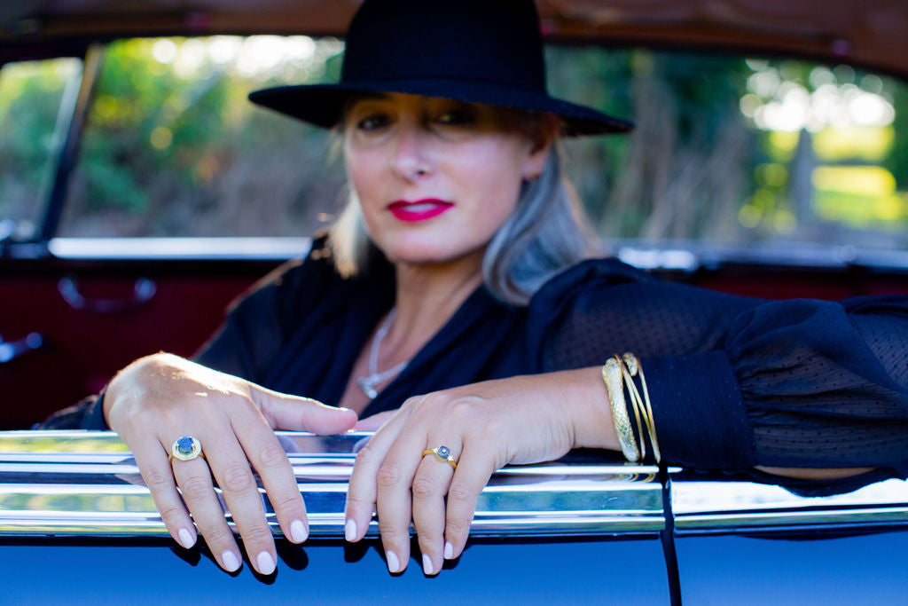 NEW ARRIVAL! Faceted square labradorite ring