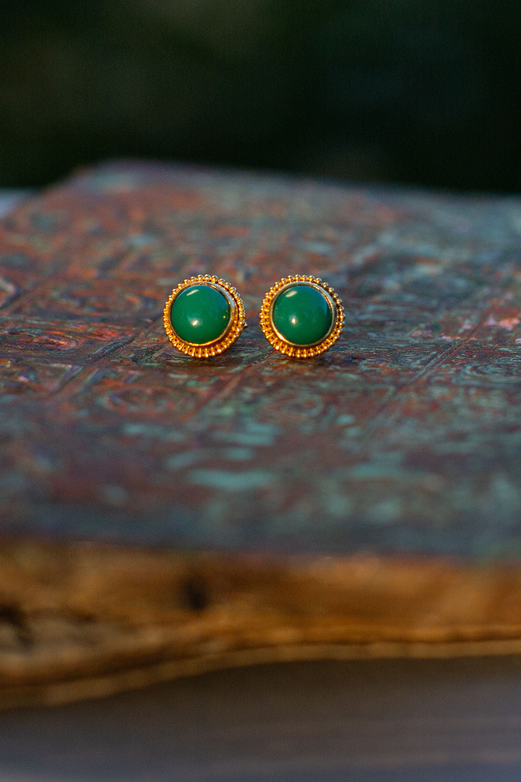 NEW ARRIVAL! Chrysoprase Cabochon Studs
