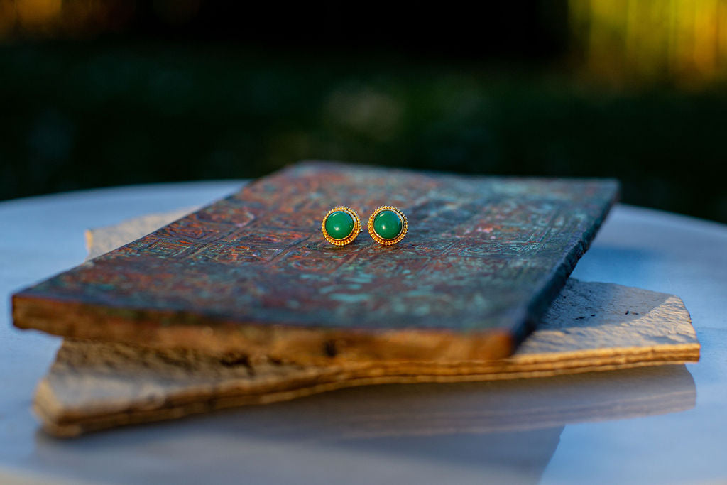 NEW ARRIVAL! Chrysoprase Cabochon Studs
