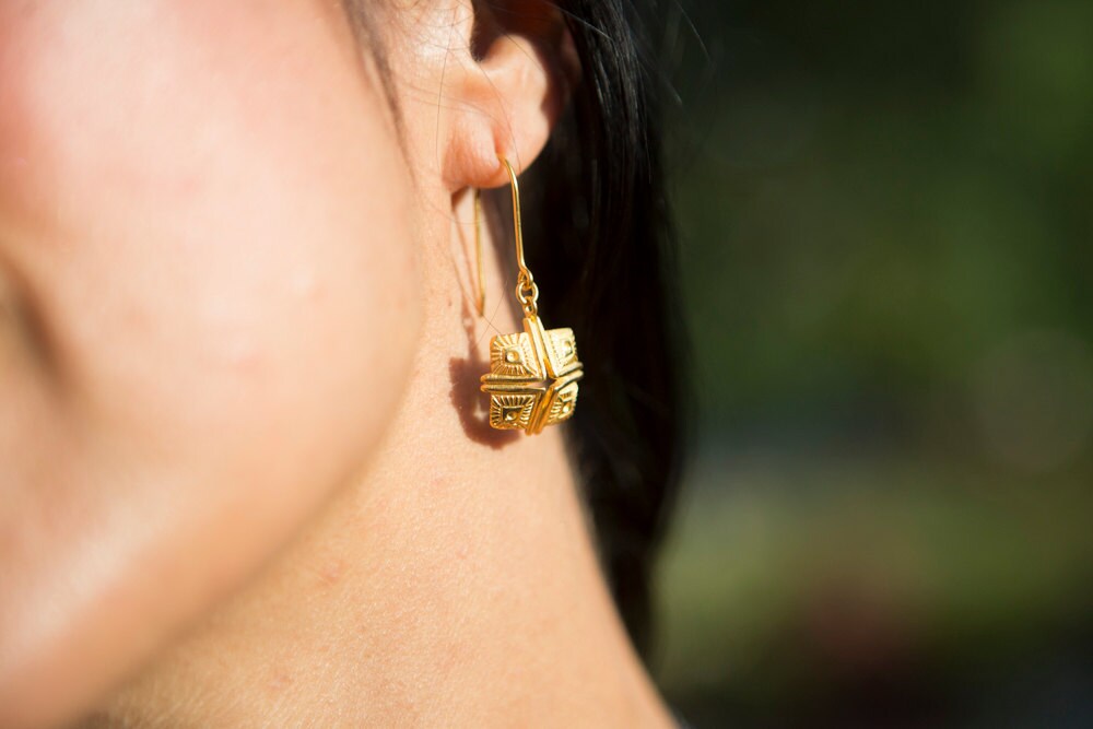 Golden Square Earrings